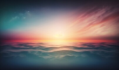 Ethereal Sunset Ocean Landscape Generative AI - obrazy, fototapety, plakaty