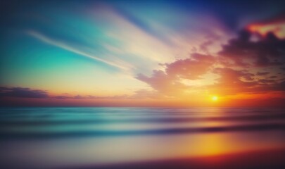 Naklejka na ściany i meble Dreamy Sunset Seascape with Ethereal Soft Focus Generative AI
