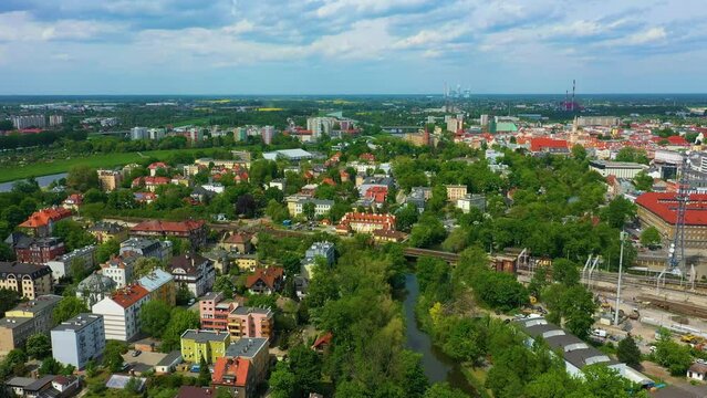 Railway Bridge On Mlynowka Opole Most Aerial View Poland
