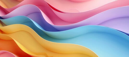 Colorful Curved Paper Waves, Abstract Background