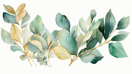 Enchanting Watercolor Eucalyptus Bouquet Generative AI
