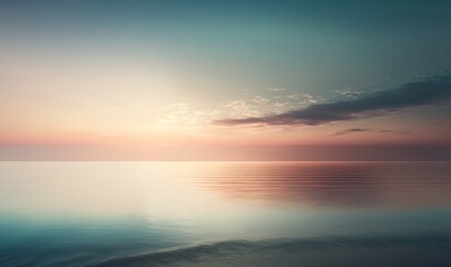 Naklejka na ściany i meble Serene Sunset Seascape with Ethereal Dreaminess Generative AI