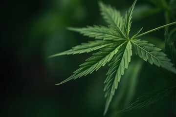 Fototapeta premium Vibrant Cannabis Leaf on Green Nature Background Generative AI
