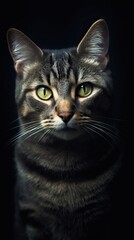 Minimalist Cat Portrait on Dark Background Generative AI