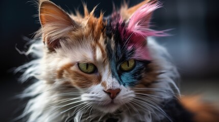 Quirky Feline with Mohawk Hairstyle Generative AI