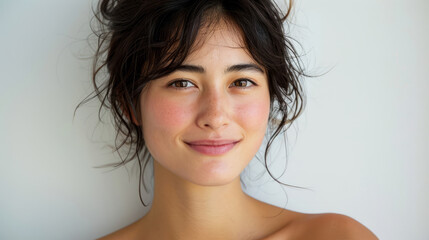 Radiant Young Asian Woman with a Natural Smile, Close-Up Portrait