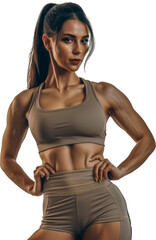 Fit female athlete posing confidently cut out png on transparent background