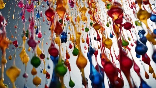 Color paint drops in water , abstract color mix , drop of Ink color mix paint falling on water Colorful ink in water, 4K footage