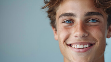Radiant Young Man with Striking Blue Eyes, A Portrait of Happiness