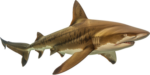 Tiger shark close-up cut out png on transparent background