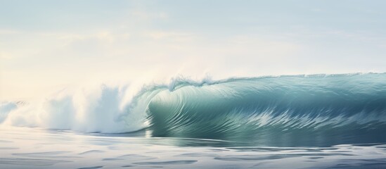 Surfer conquering massive ocean wave