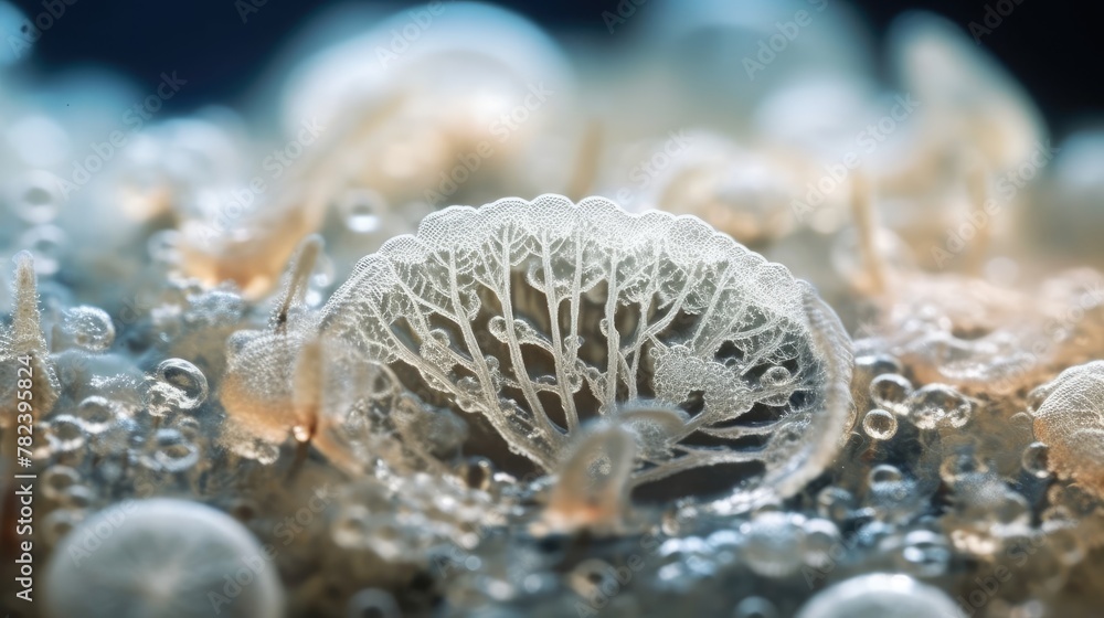 Poster microscopic view of candida auris fungal pathogen generative ai