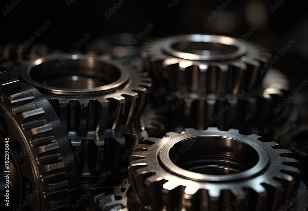 Aufkleber intricate gears in soft silver and gray generative ai