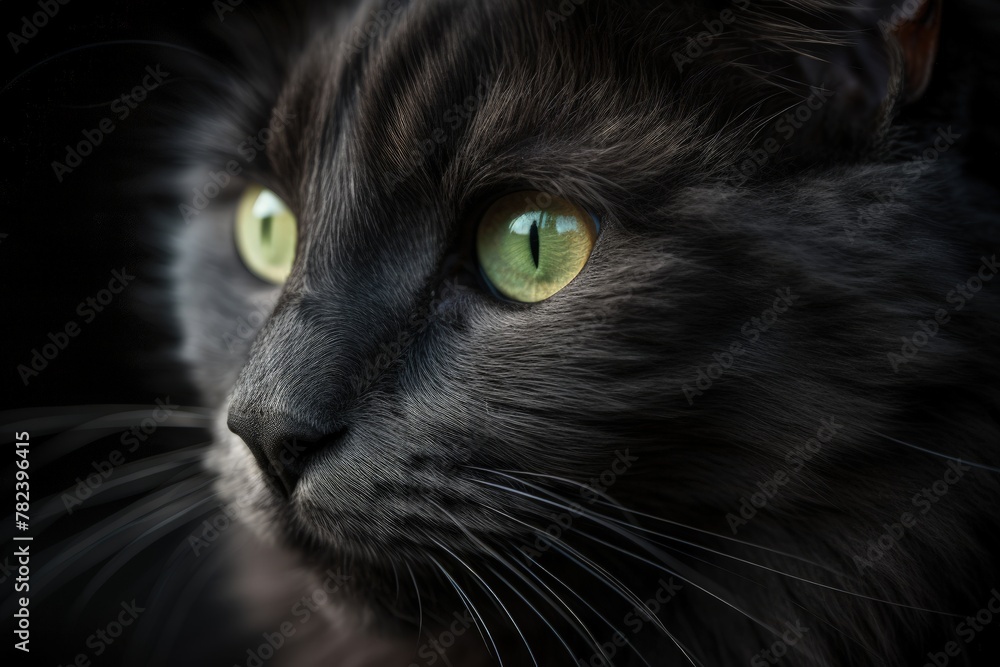 Poster captivating close-up of a feline face generative ai