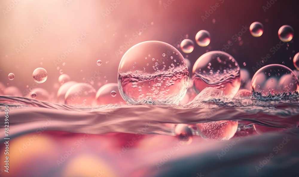 Aufkleber serene abstract water surface with bubbles generative ai