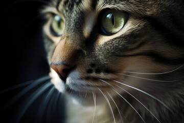 Captivating Close-Up Portrait of a Feline Face Generative AI - obrazy, fototapety, plakaty