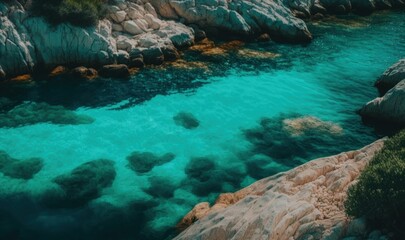 Captivating Turquoise Waters of the Emerald Coast, Sardinia Generative AI