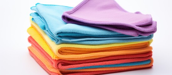 Colorful Towels Stack on White Surface