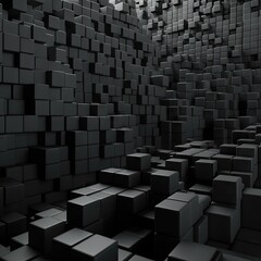 Minimalist Geometric Black Blocks Wall Background Generative AI