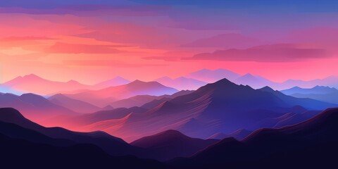 Fototapeta premium Serene Mountain Landscape at Dusk with Gentle Coral Hues Generative AI