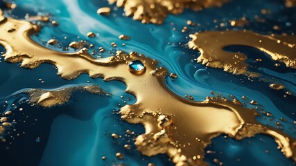 Fototapeta premium Texture color abstract background pattern art paint liquid blue effect. Abstract texture design pattern color background gold mineral luxury ink nature wallpaper creative rainbow stone water seamless