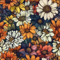 Vibrant Floral Delight: Detailed Daisy Bouquet Generative AI