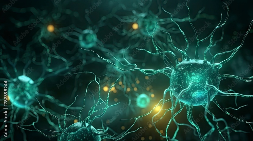 Aufkleber glowing neural connections in the brain generative ai