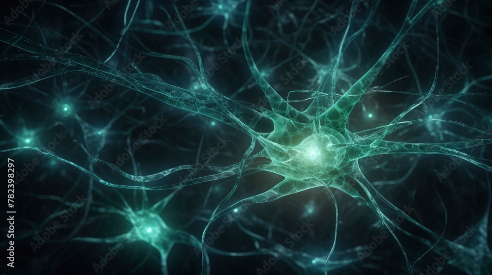Aufkleber conceptual illustration of interconnected neurons in the brain generative ai