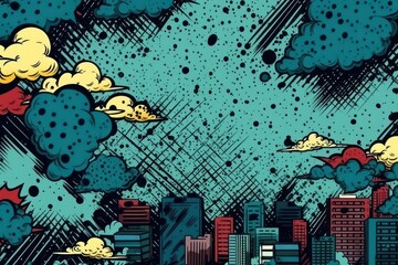 Vibrant Comic Book Style Background Generative AI