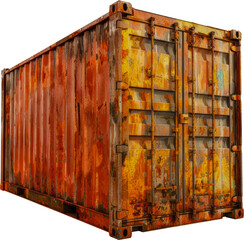 Rusty shipping container cut out png on transparent background