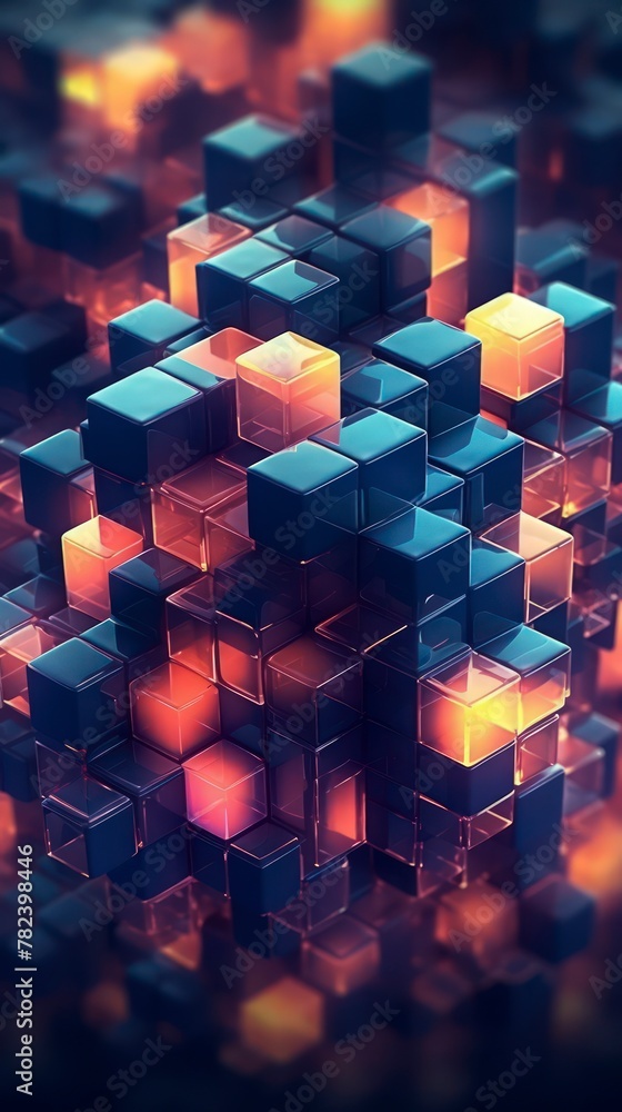 Poster layered abstract geometric composition generative ai