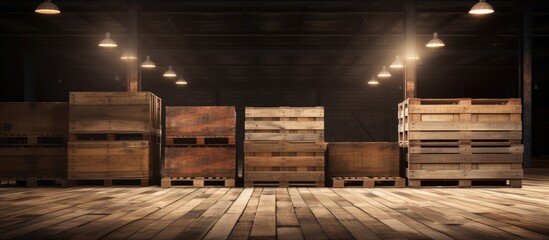 Wooden crates on wooden floor