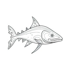 Obraz premium Minimalist Shark Line Drawing Generative AI