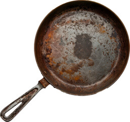 Well-used cast iron skillet cut out png on transparent background