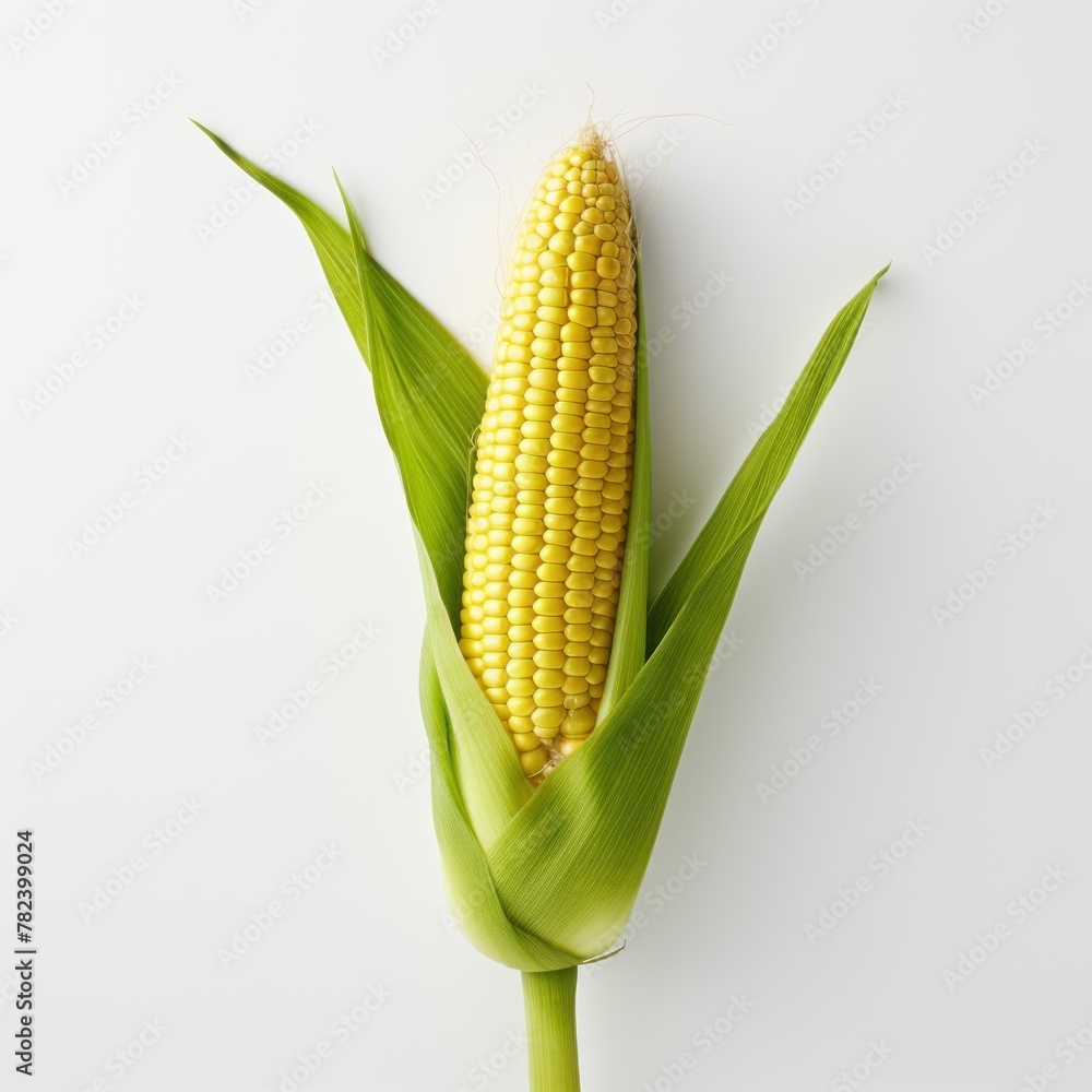 Poster minimalist corn on plain white background generative ai