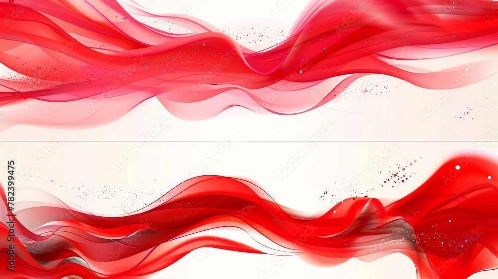 Poster a set of abstract banners with smooth shiny red waves