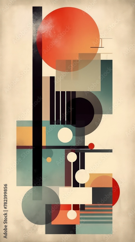 Poster architectural abstraction: harmonious geometry generative ai
