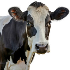 Brown and white cow standing isolated cut out png on transparent background