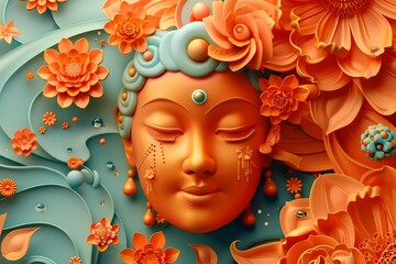 Vibrant Songkran - Immersive 3D Clay Floral Meditation Scene