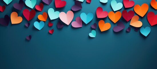 Colorful hearts representing love floating in the air - obrazy, fototapety, plakaty