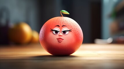 Whimsical Grapefruit Character Illustration Generative AI