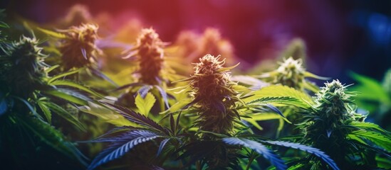 Fototapeta premium Close-up of marijuana plants in a field