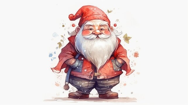 Whimsical Watercolor Santa Claus Generative AI