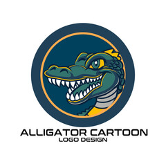 Alligator Cartoon Vector Logo Design