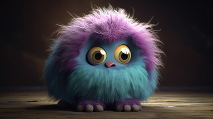 Adorable Furry Monster Illustration Generative AI