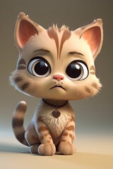 Fototapeta premium Adorable Cartoon Kitten Generative AI