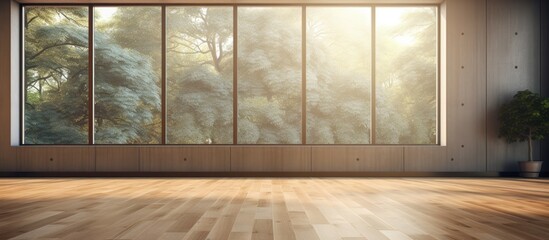 Room with Spacious Window and Wooden Floor - obrazy, fototapety, plakaty