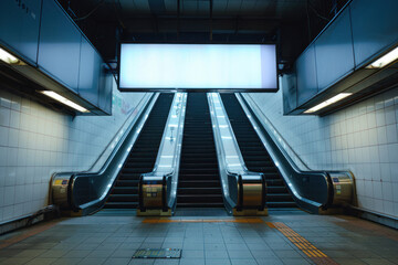A visually striking image of an escalator leading upwards, the brightness conveying possibility or an unknown journey