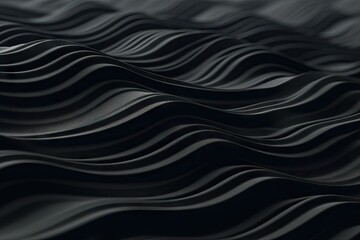 Cinematic 3D Rippling Black Waves Abstract Background Generative AI