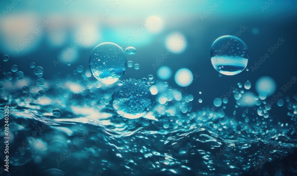 Poster mesmerizing underwater texture with splashes and bubbles generative ai